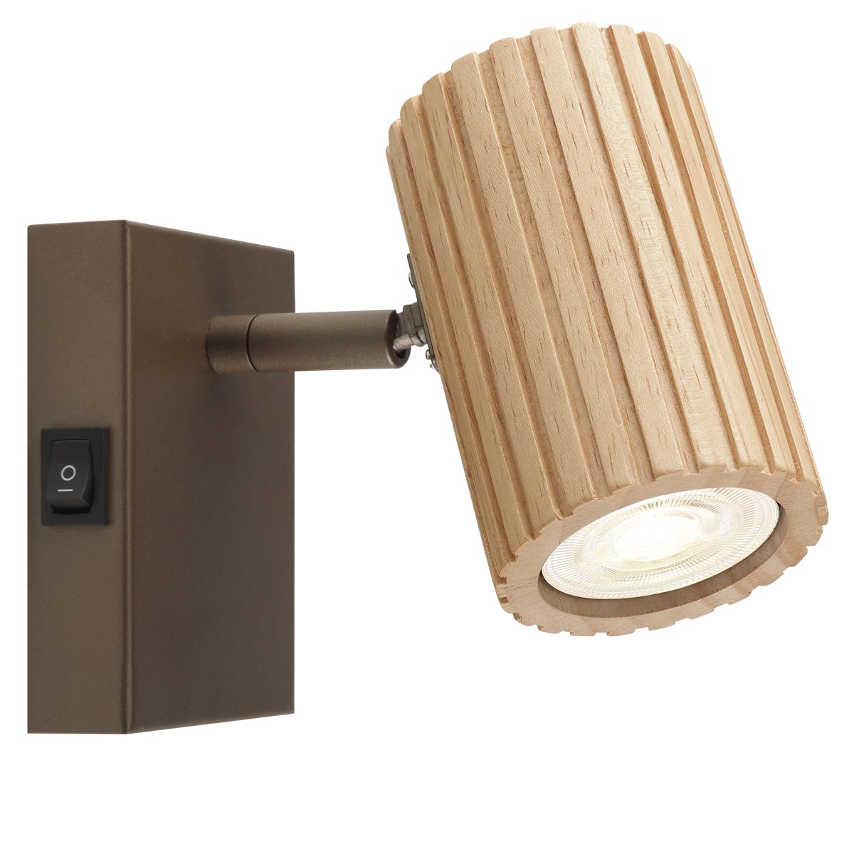 Lakewood 17cm Brun läslampa från Brilliant - Lakewood v&auml;gglampa kombinerar brun metall med ljust, ribbat tr&auml; f&ouml;r ett varmt och stilrent uttryck.