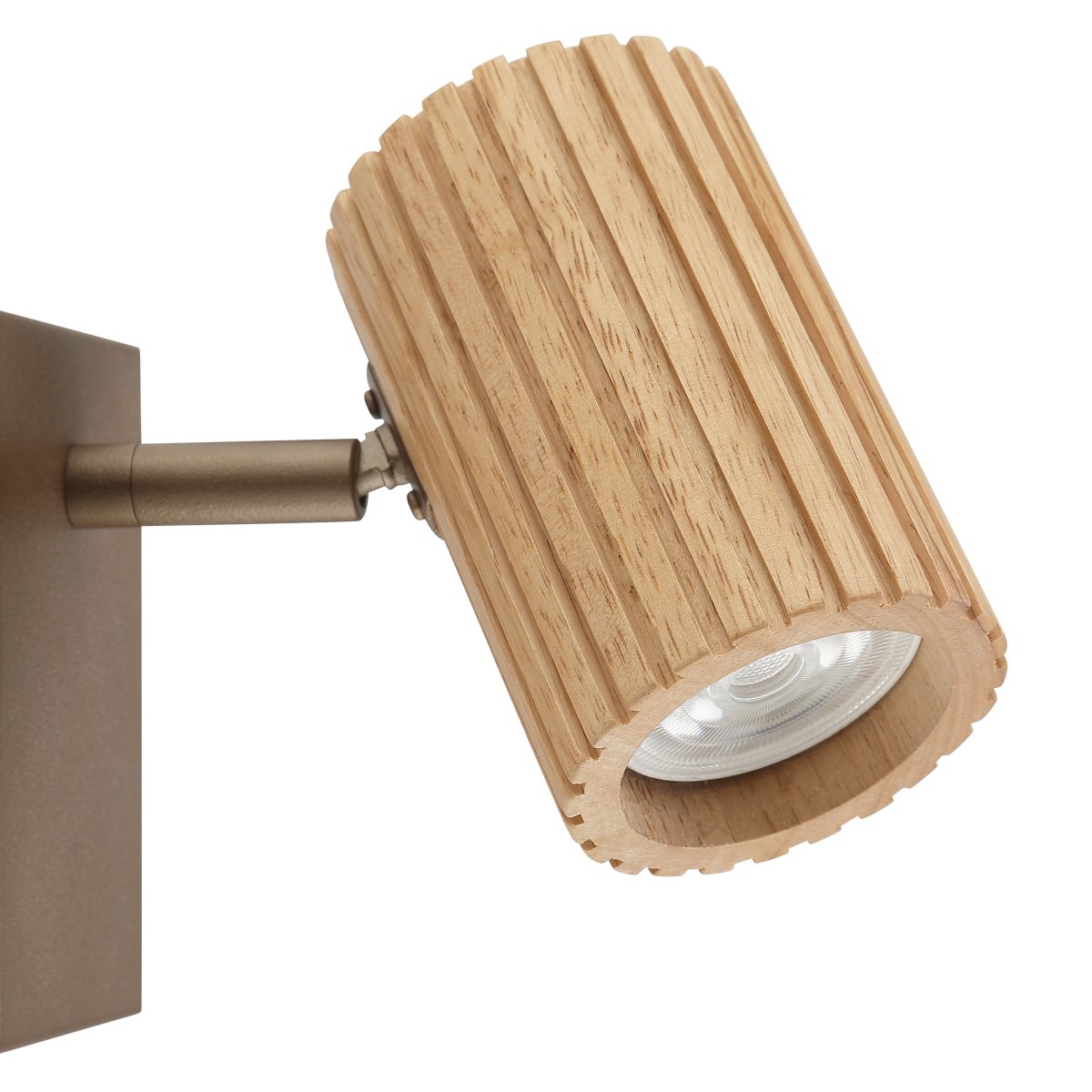 Lakewood 17cm Brun läslampa från Brilliant - Lakewood v&auml;gglampa kombinerar brun metall med ljust, ribbat tr&auml; f&ouml;r ett varmt och stilrent uttryck.