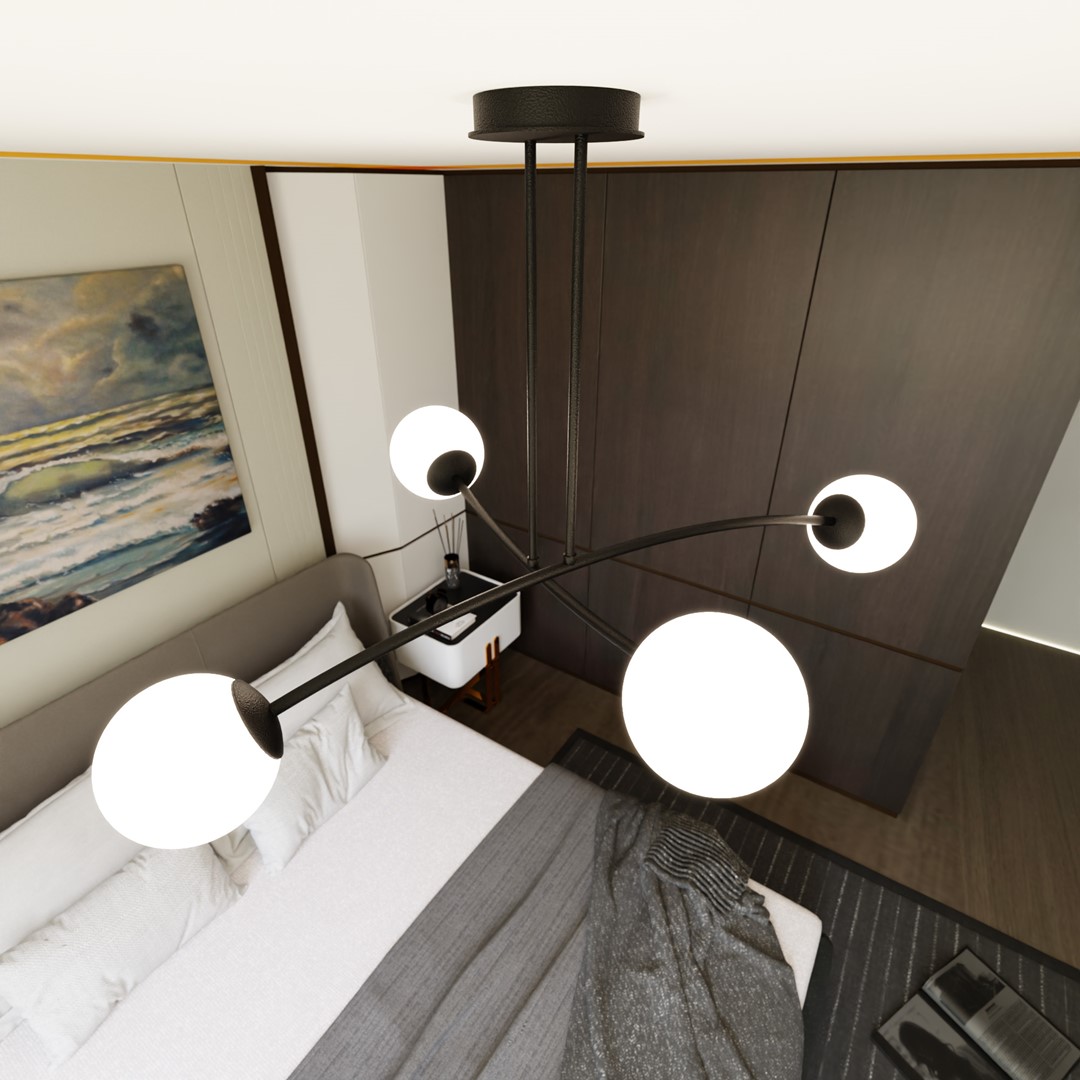 Halldor 108cm Svart taklampa från Emibig Lighting - De g&ouml;r sig s&auml;rskilt bra ovanf&ouml;r ett bord eller en k&ouml;ks&ouml;, d&auml;r de skapar en unik och inbjudande atmosf&auml;r.