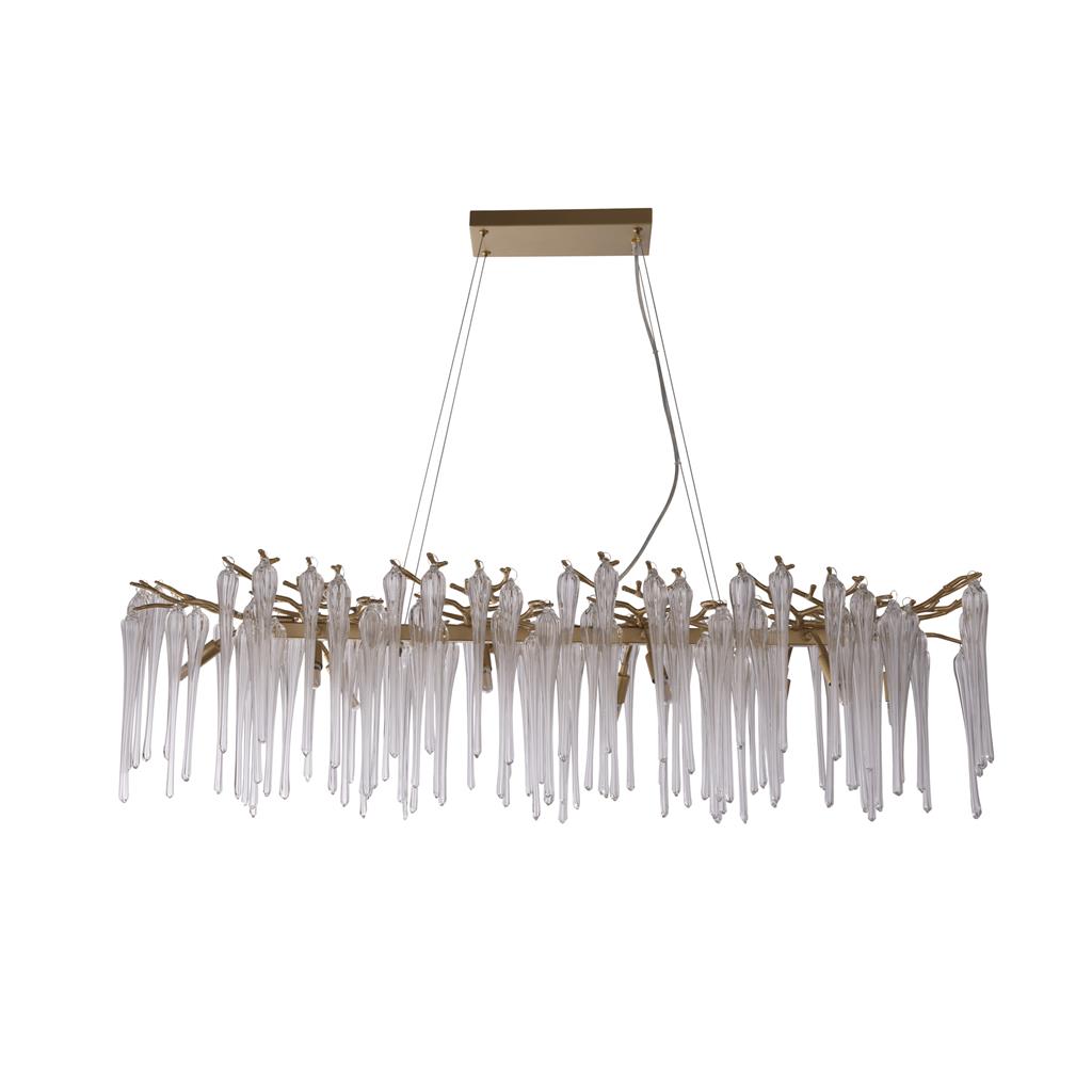 Heritage 117cm Guld kristall från Searchlight - De l&aring;ngsmala glasdetaljerna skapar ett levande och skimrande uttryck som ger rummet b&aring;de r&ouml;relse och exklusiv k&auml;nsla.