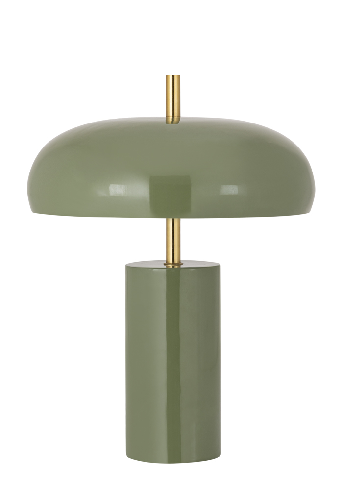 Lex 40cm Grön bordslampa från Alde & Lind - Lex &auml;r en modern bordslampa i metall med en dov gr&ouml;n f&auml;rg och h&ouml;gblank, emaljliknande finish.