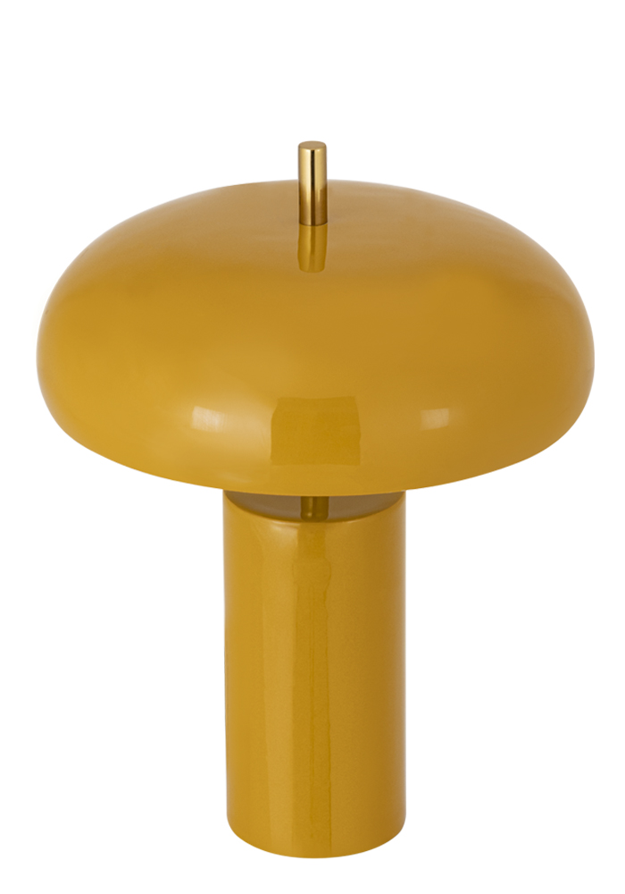 Lex 40cm Gul bordslampa från Alde & Lind - Lex &auml;r en modern bordslampa i metall med en senapsgul f&auml;rg och h&ouml;gblank, emaljliknande finish.