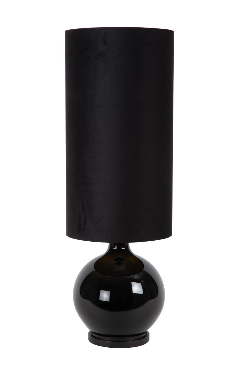 Esterad Svart golvlampa från Lucide - Denna runda golvlampa med en sf&auml;risk bas kommer genast att f&aring; dig att le.