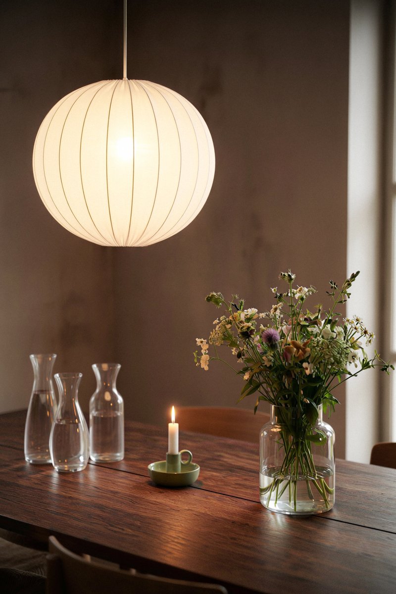 Solia Ø60 Vit taklampa från Markslöjd - Solia &auml;r en elegant pendel med en mjuk, rund form och ett stilrent skandinaviskt uttryck.