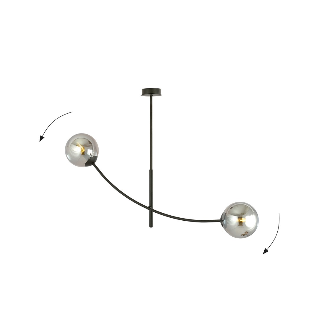 Hunter 83cm Svart/Rökfärgad taklampa från Emibig Lighting - Lampan g&ouml;r sig s&auml;rskilt bra ovanf&ouml;r ett bord eller en k&ouml;ks&ouml;, d&auml;r den skapar en unik och inbjudande atmosf&auml;r.