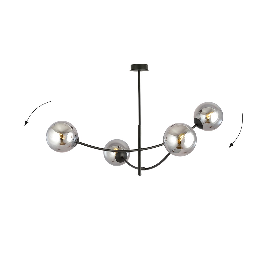 Hunter Ø90 Svart/Rökfärgad taklampa från Emibig Lighting - Lampan g&ouml;r sig s&auml;rskilt bra ovanf&ouml;r ett bord eller en k&ouml;ks&ouml;, d&auml;r den skapar en unik och inbjudande atmosf&auml;r.