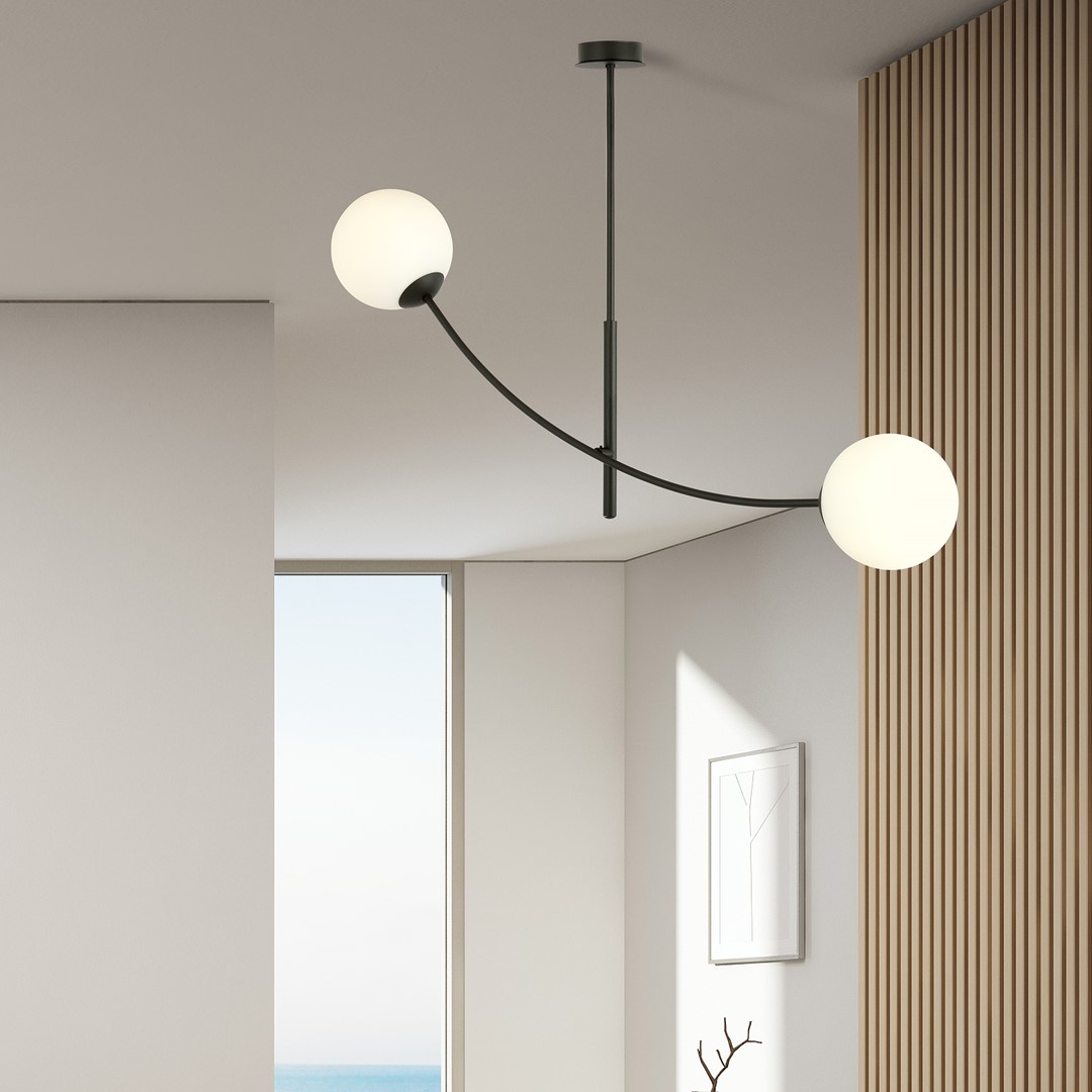 Hunter 83cm Svart/Vit taklampa från Emibig Lighting - Lampan g&ouml;r sig s&auml;rskilt bra ovanf&ouml;r ett bord eller en k&ouml;ks&ouml;, d&auml;r den skapar en unik och inbjudande atmosf&auml;r.