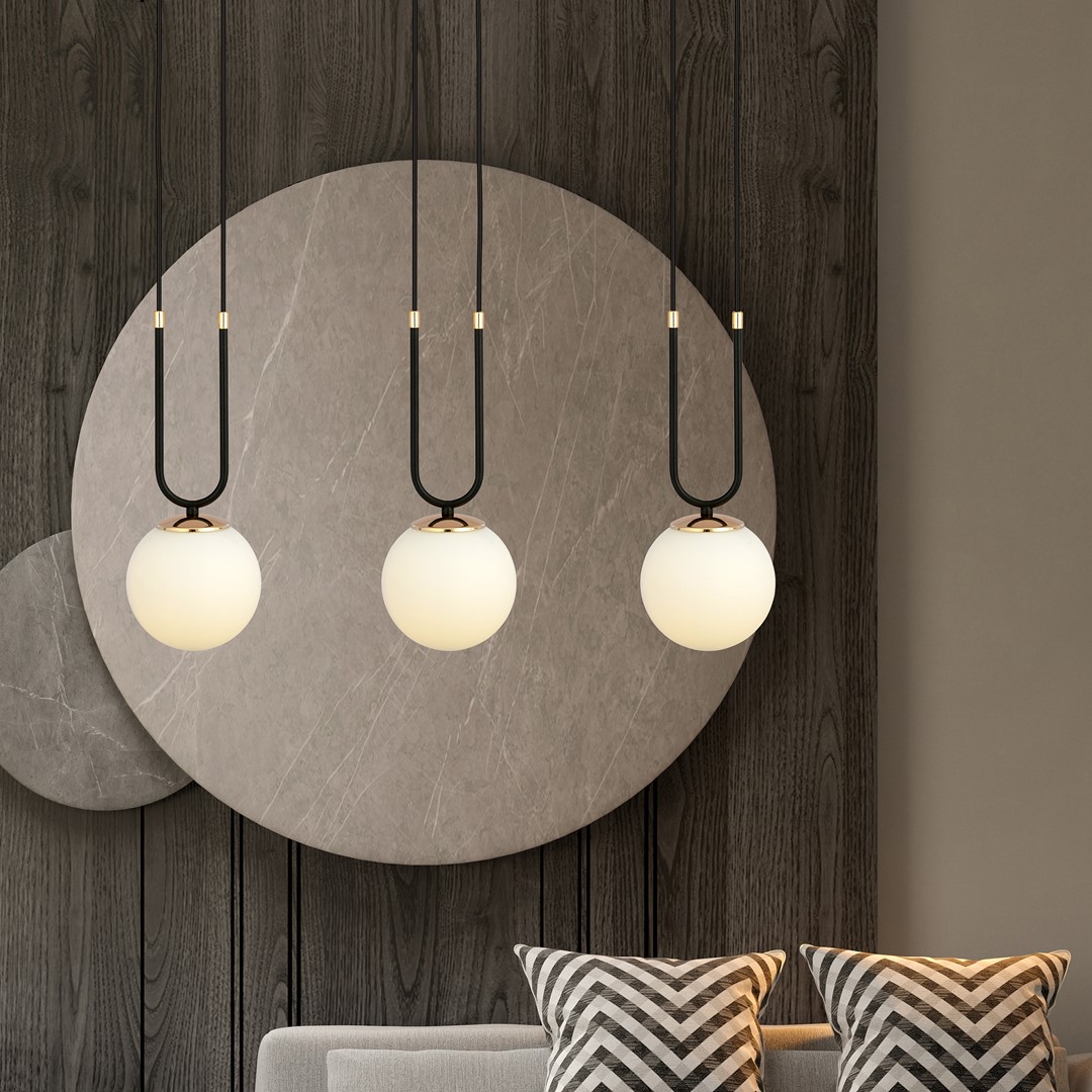 Glam 70cm Svart taklampa från Emibig Lighting - De tillf&ouml;r en exklusiv och st&auml;mningsfull atmosf&auml;r till rummet och utstr&aring;lar b&aring;de elegans och sofistikation.
