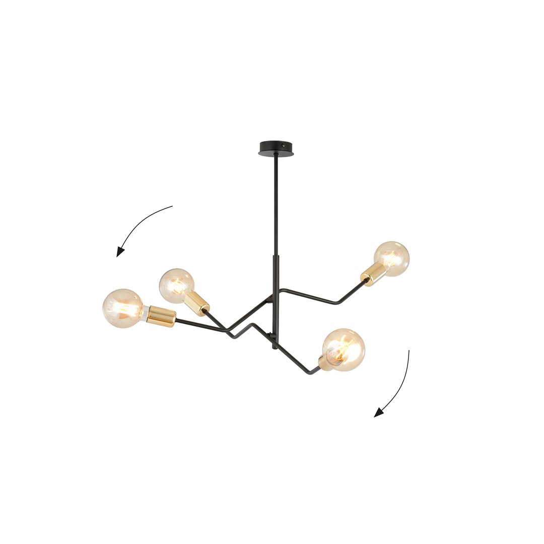 Bolt 66cm Svart taklampa från Emibig Lighting - Den klassiska f&auml;rgkombinationen &ndash; elegant svart och tidl&ouml;st guld &ndash; erbjuder stora m&ouml;jligheter f&ouml;r olika inredningsstilar och sm&auml;lter v&auml;l in i b&aring;de moderna och traditionella milj&ouml;er.