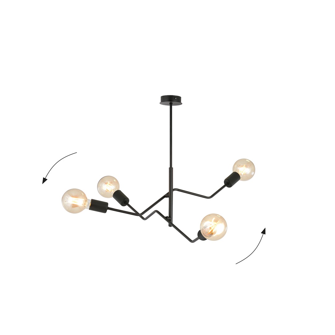 Frix 66cm Svart taklampa från Emibig Lighting - Den klassiskt eleganta svarta f&auml;rgen ger m&aring;nga inredningsm&ouml;jligheter och sm&auml;lter s&ouml;ml&ouml;st in i b&aring;de moderna och traditionella milj&ouml;er.