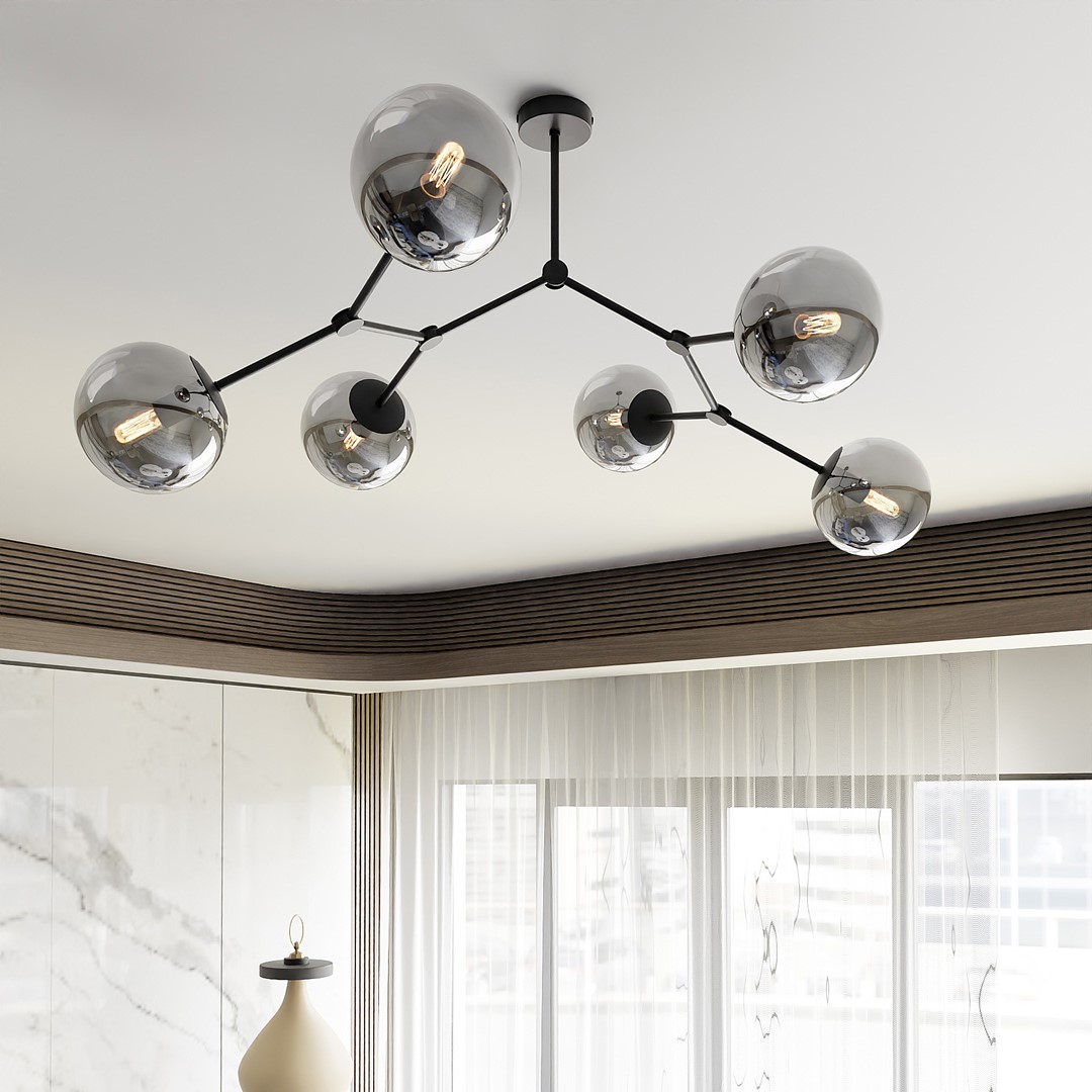 Space 108cm Rökfärgad plafond från Emibig Lighting - Space &ndash; en taklampa som passar perfekt in i den eleganta trenden och imponerar med sin unika form och karakt&auml;rsfulla design.
