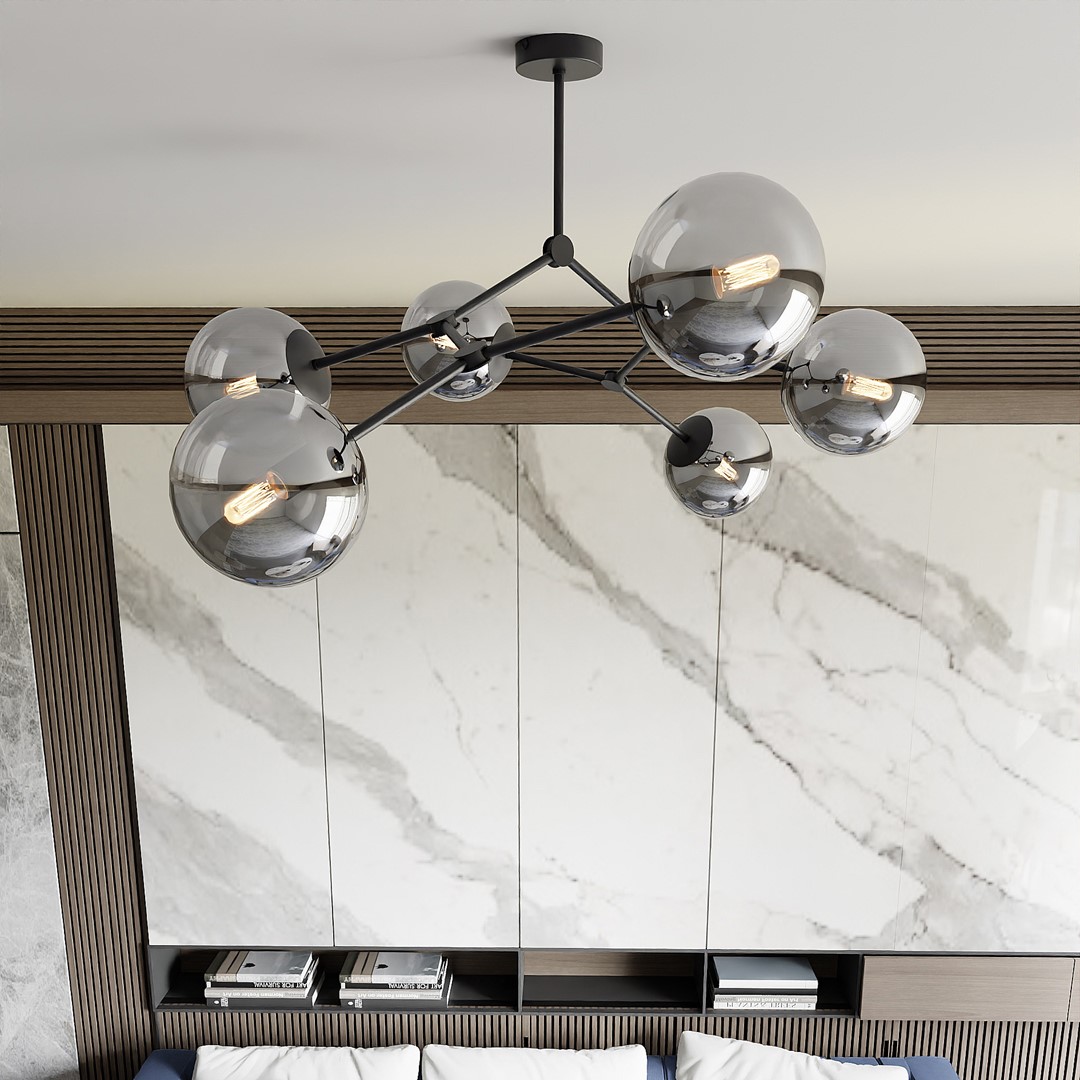 Space 108cm Rökfärgad plafond från Emibig Lighting - Space &ndash; en taklampa som passar perfekt in i den eleganta trenden och imponerar med sin unika form och karakt&auml;rsfulla design.