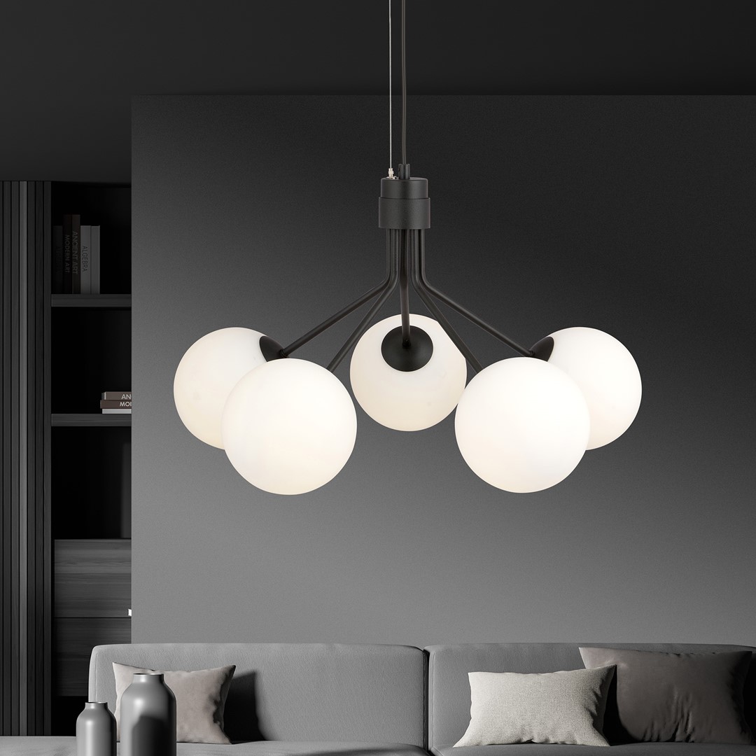 Nova Ø57 Vit taklampa från Emibig Lighting - Upph&auml;ngd ovanf&ouml;r ett bord eller en k&ouml;ks&ouml; skapar den en unik atmosf&auml;r i rummet.