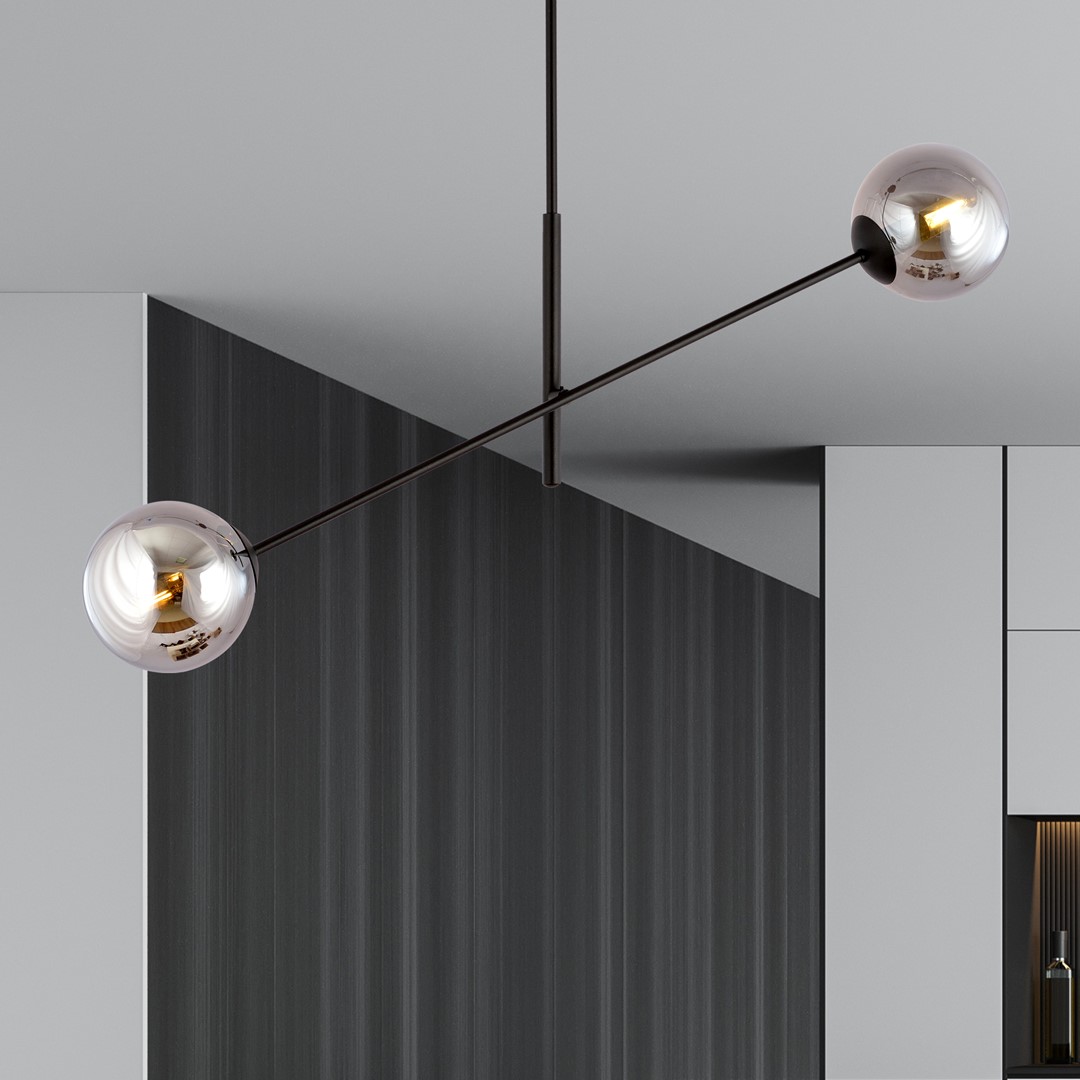 Linear 102cm Rökfärgad taklampa från Emibig Lighting - Den g&ouml;r sig s&auml;rskilt bra ovanf&ouml;r ett bord eller en k&ouml;ks&ouml; och skapar en unik och inbjudande atmosf&auml;r.