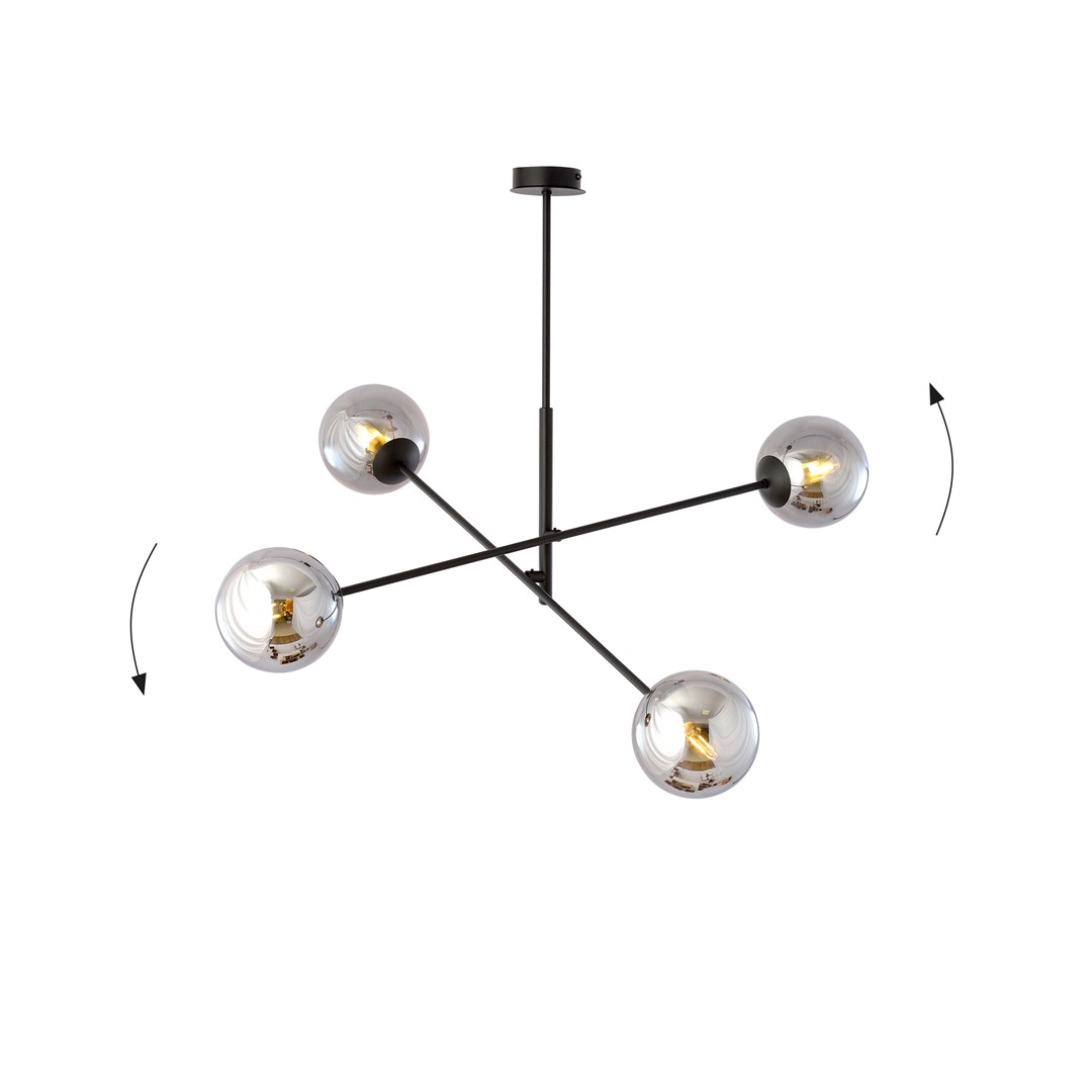 Linear 102cm Rökfärgad taklampa från Emibig Lighting - Den g&ouml;r sig s&auml;rskilt bra ovanf&ouml;r ett bord eller en k&ouml;ks&ouml; och skapar en unik och inbjudande atmosf&auml;r.