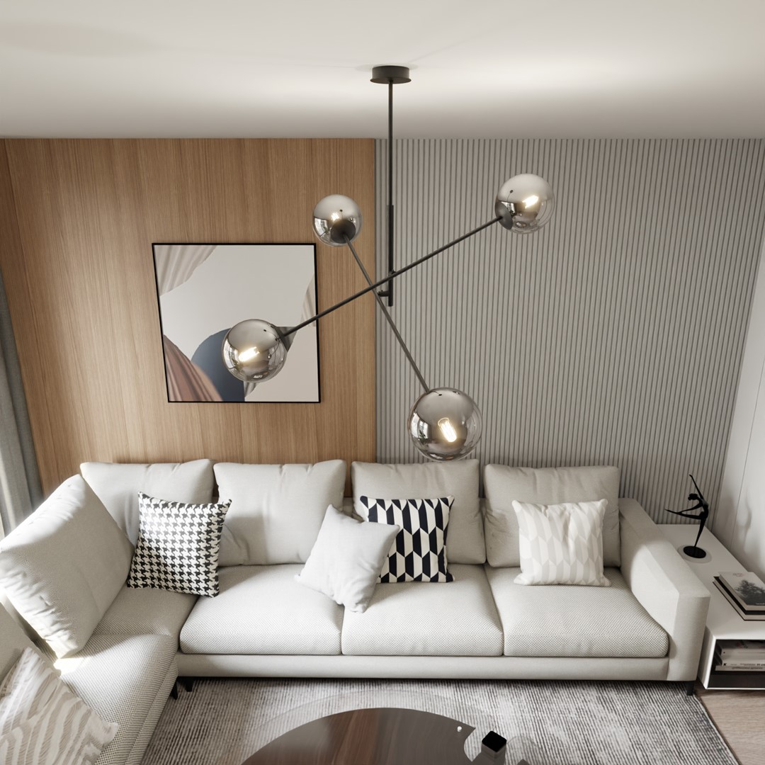 Linear 102cm Rökfärgad taklampa från Emibig Lighting - Den g&ouml;r sig s&auml;rskilt bra ovanf&ouml;r ett bord eller en k&ouml;ks&ouml; och skapar en unik och inbjudande atmosf&auml;r.