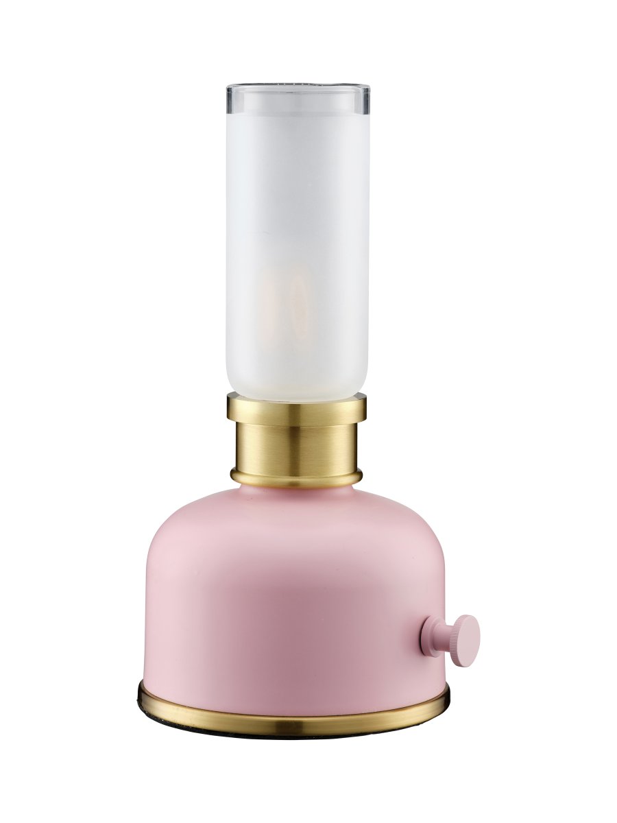 Frida 22cm Rosa portabel från PR Home - Den skapar en varm och st&auml;mningsfull atmosf&auml;r med en f&auml;rgtemperatur p&aring; cirka 2200 kelvin och ett ljusfl&ouml;de p&aring; 20&ndash;40 lumen beroende p&aring; dimmerniv&aring;.