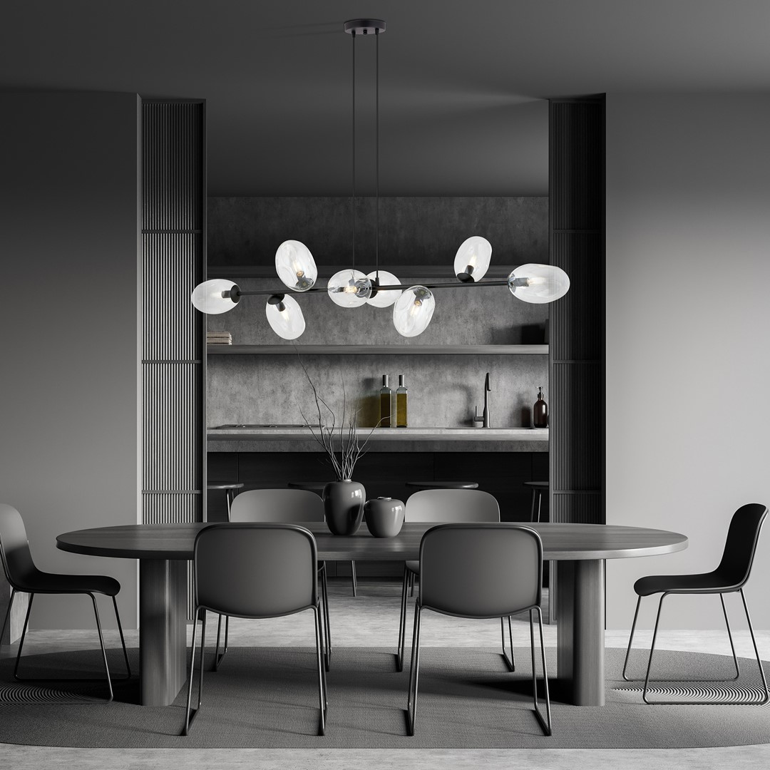 Pandora 140cm Transparent taklampa från Emibig Lighting - Den moderna designen k&auml;nnetecknas av unikt formade sk&auml;rmar &ndash; eleganta och str&ouml;mlinjeformade &ndash; som tillf&ouml;r rummet b&aring;de charm och personlighet.