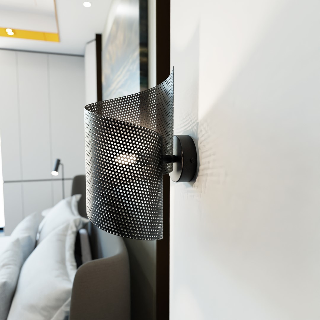 Spiral 30cm Svart vägglampa från Emibig Lighting - Spiral &ndash; tillverkad i metalln&auml;t som ger den ett okonventionellt och stilrent intryck.