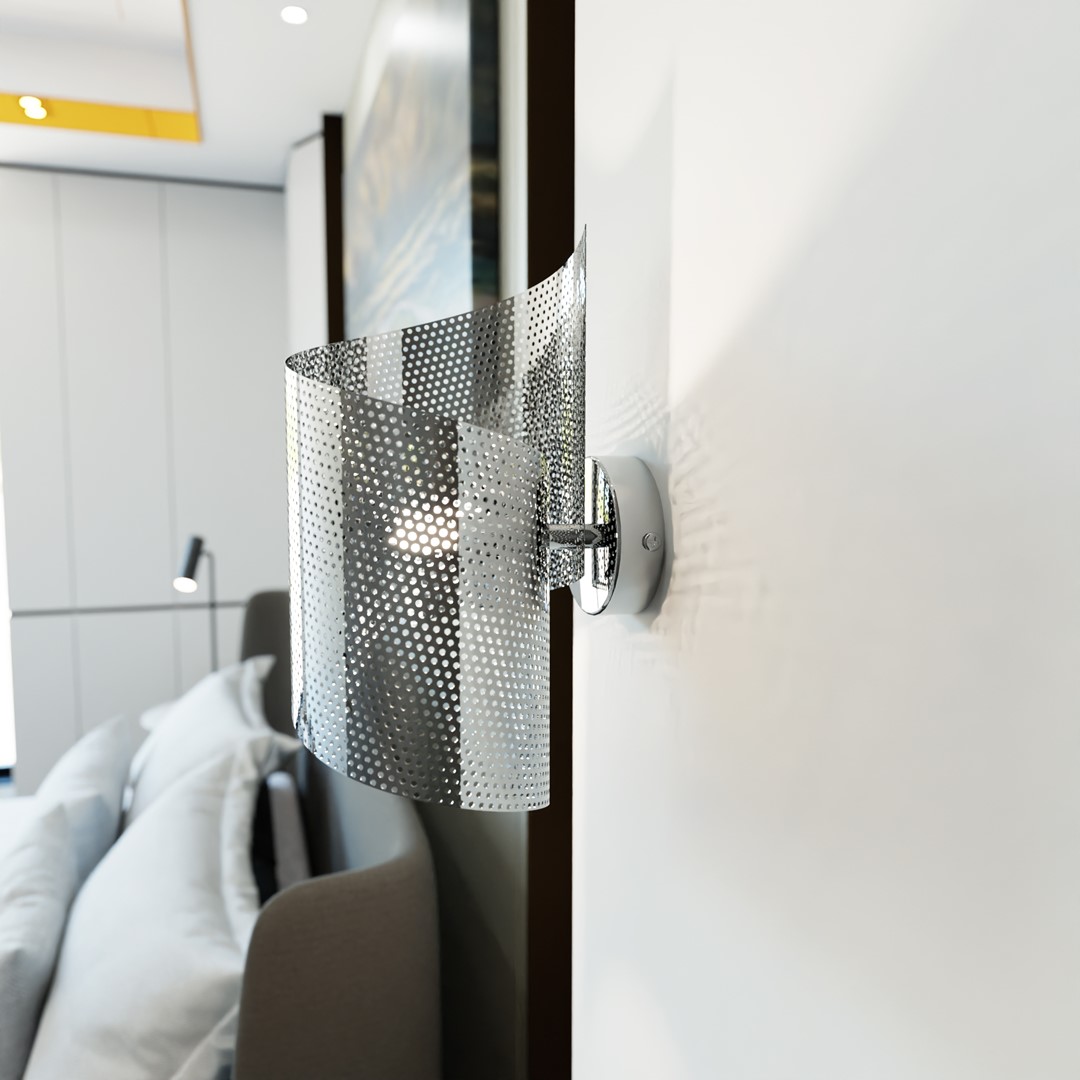 Spiral 30cm Krom vägglampa från Emibig Lighting - Spiral &ndash; tillverkad i metalln&auml;t som ger den ett okonventionellt och stilrent intryck.