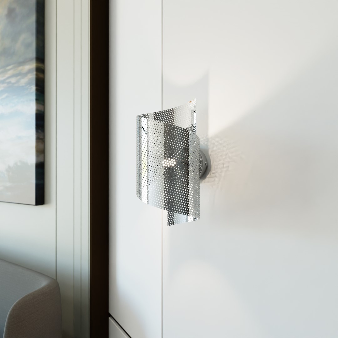 Spiral 30cm Krom vägglampa från Emibig Lighting - Spiral &ndash; tillverkad i metalln&auml;t som ger den ett okonventionellt och stilrent intryck.