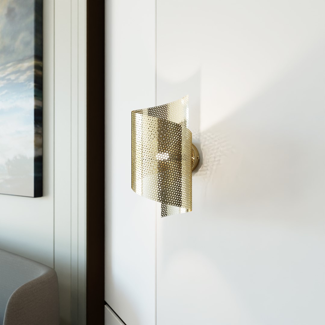 Spiral 30cm Guld vägglampa från Emibig Lighting - Spiral &ndash; tillverkad i metalln&auml;t som ger den ett okonventionellt och stilrent intryck.