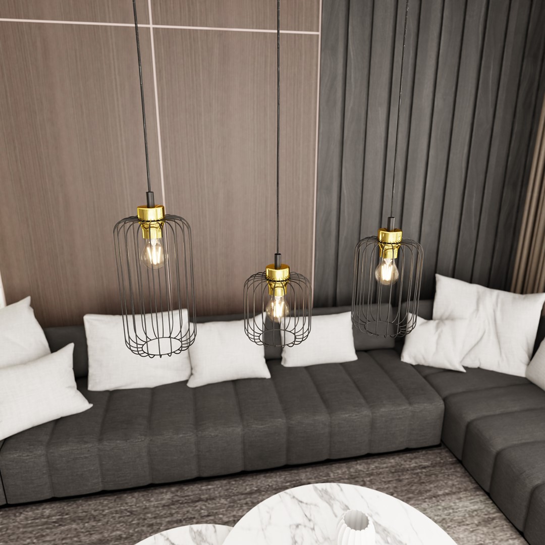 Vander 60cm Svart/Guld taklampa från Emibig Lighting - Vander - en perfekt kombination av industriell och elegant design.