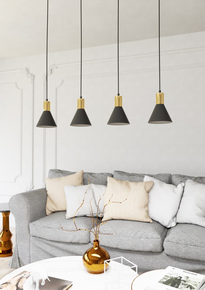Rosa 90cm Svart taklampa från Emibig Lighting - Taklampan Rosa &auml;r ett stilfullt tillskott d&auml;r enkel form m&ouml;ter eleganta detaljer.