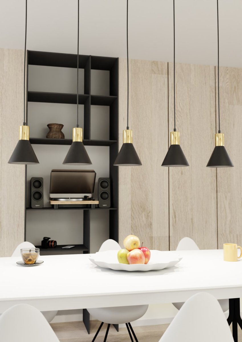 Rosa 116cm Svart taklampa från Emibig Lighting - Taklampan Rosa &auml;r ett stilfullt tillskott d&auml;r enkel form m&ouml;ter eleganta detaljer.