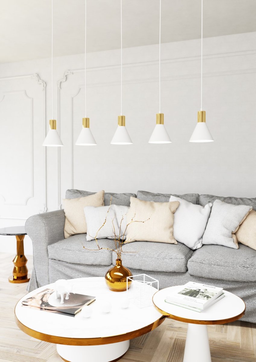 Rosa 116cm Vit taklampa från Emibig Lighting - Taklampan Rosa &auml;r ett stilfullt tillskott d&auml;r enkel form m&ouml;ter eleganta detaljer.