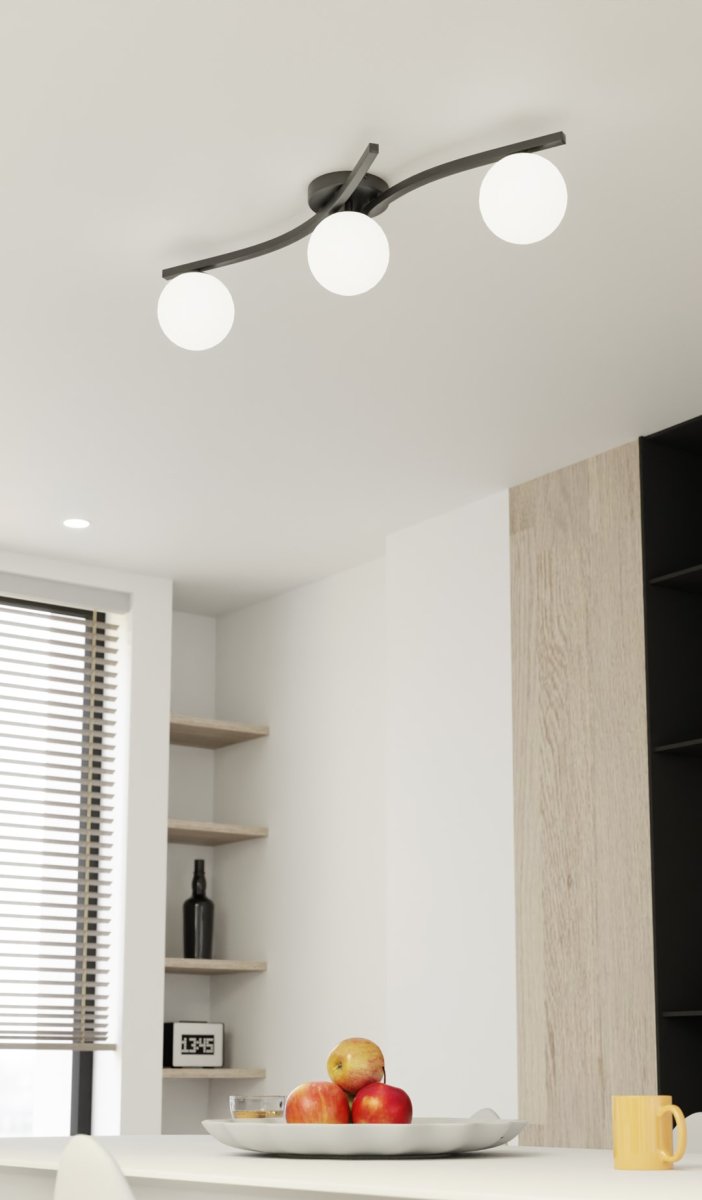 Opus 84cm Vit plafond från Emibig Lighting - Den enkla formen och kuporna av opalglas ger rummet en mjukhet och l&auml;tthet, samtidigt som lampan sprider ett behagligt, diffust ljus.