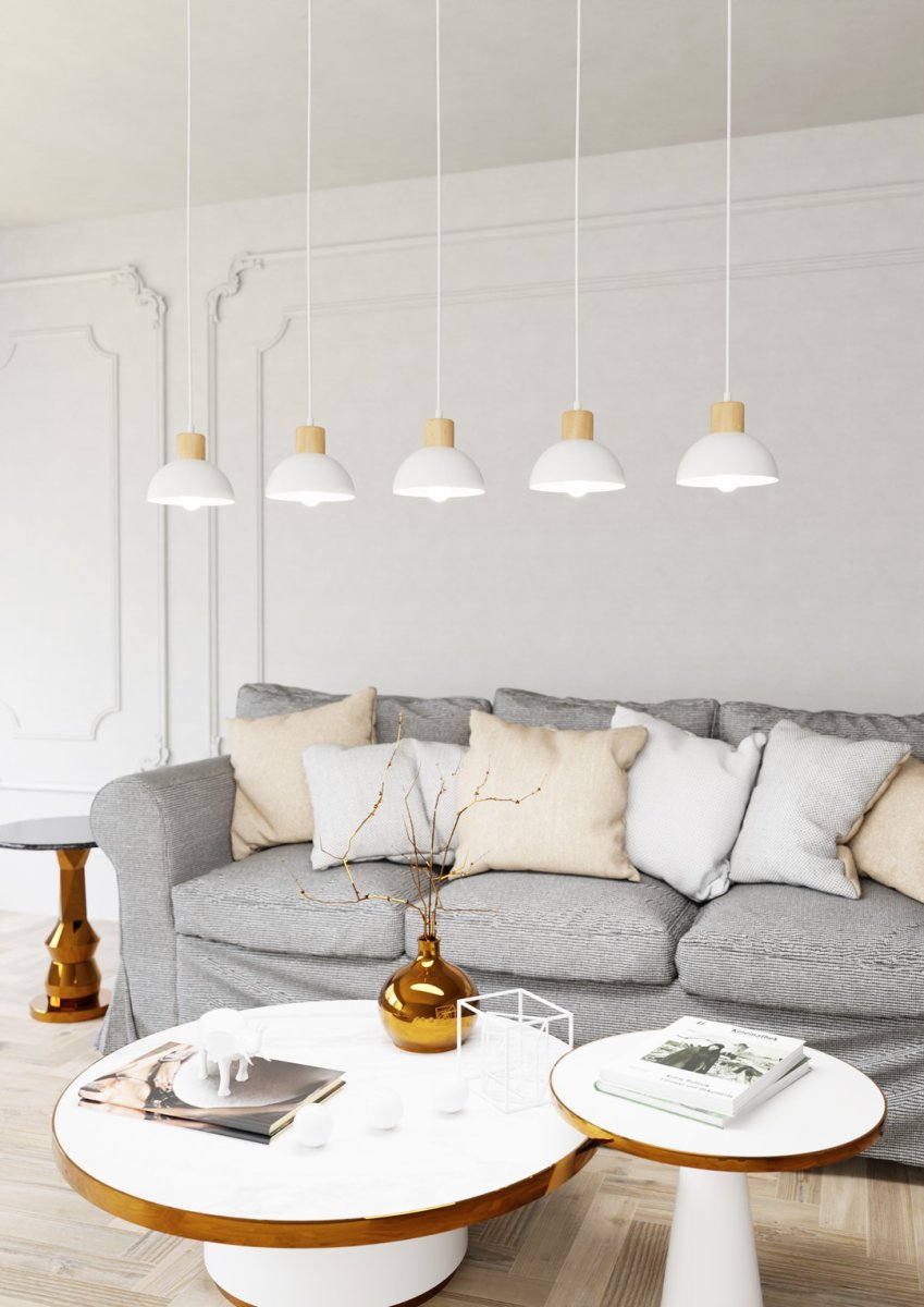 Seco 116cm Vit taklampa från Emibig Lighting - Perfekt f&ouml;r vardagsrum, matplatser eller k&ouml;k &ndash; Seco skapar harmoni och en ombonad nordisk atmosf&auml;r i rummet.