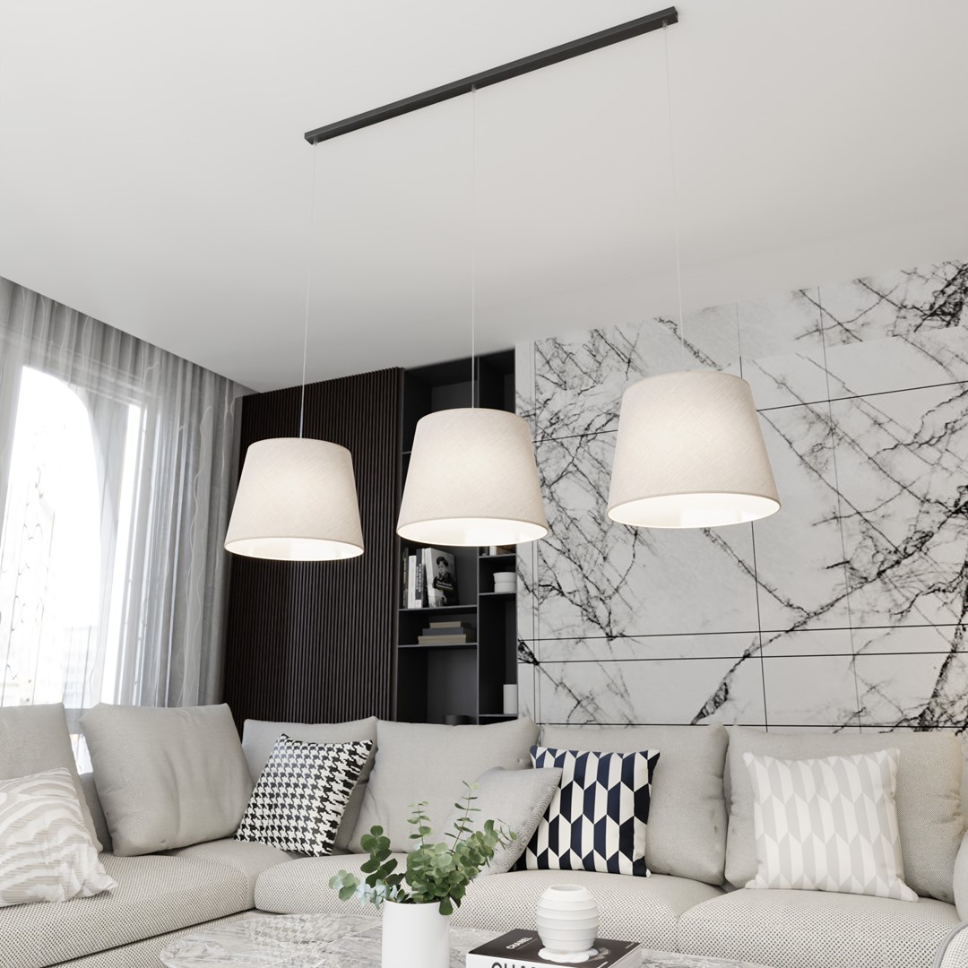 Epoca 116cm Beige taklampa från Emibig Lighting - Med sin klassiska design och en modern touch passar Epoca lika bra i traditionella som i samtida inredningar, och tillf&ouml;r rummet en diskret men charmig karakt&auml;r.