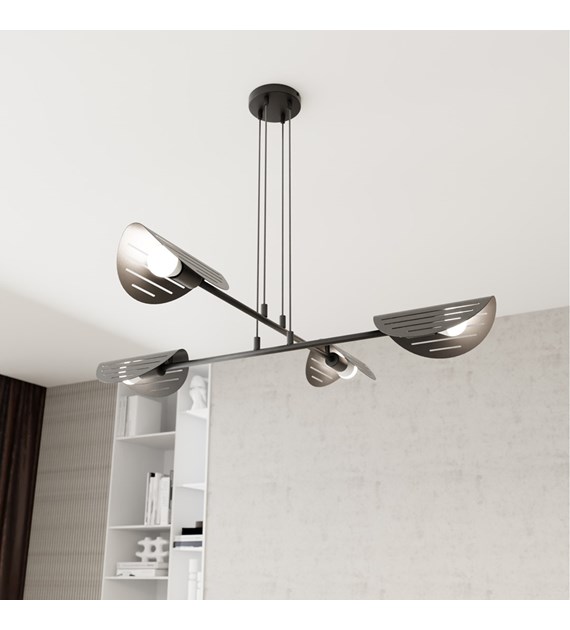 Saber 104cm Svart taklampa från Emibig Lighting - Passar utm&auml;rkt i vardagsrum, matsalar eller kontorsmilj&ouml;er &ndash; Saber sprider ett mjukt ljus som skapar en s&auml;rskild st&auml;mning och lyfter fram rummets stil.