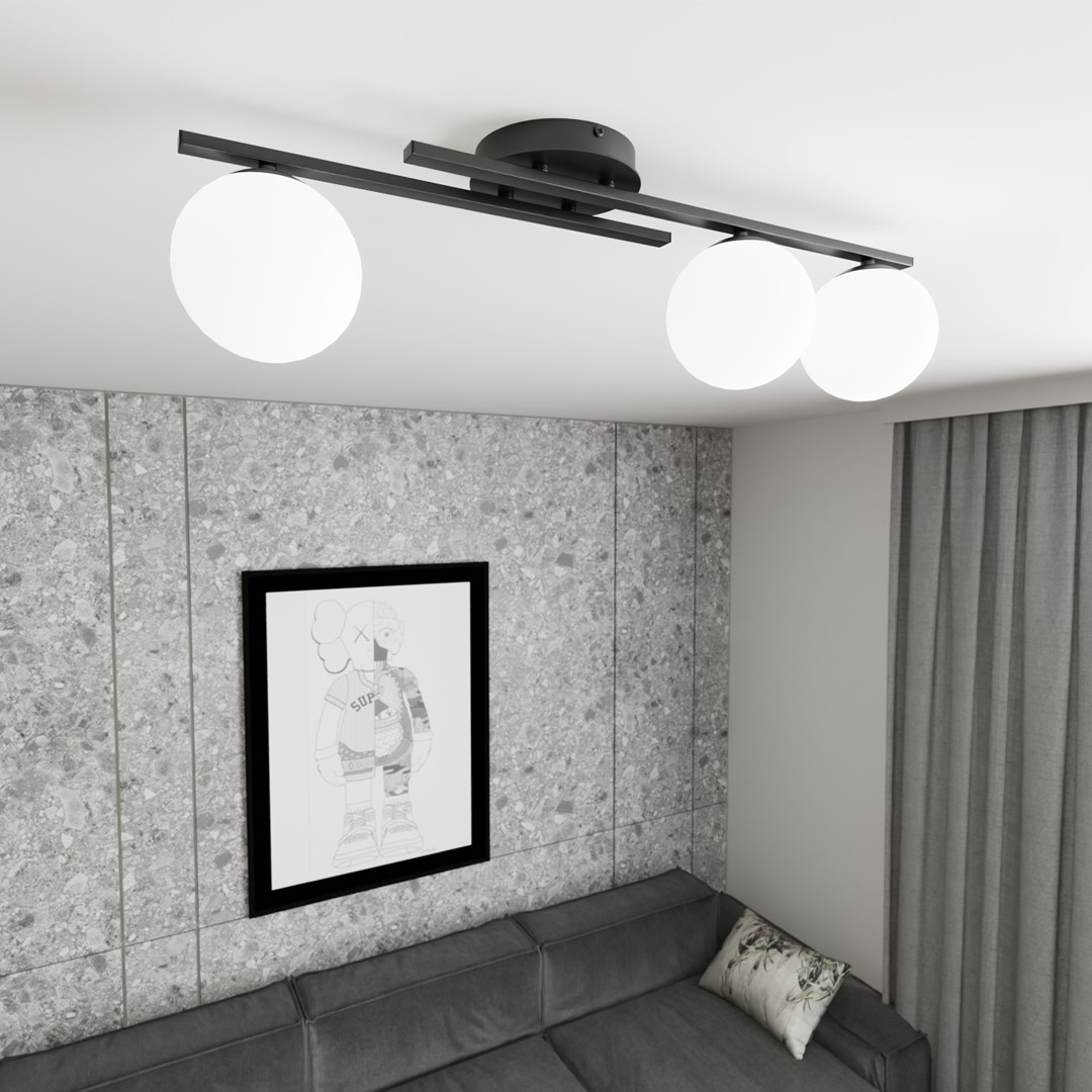 Kairo 74cm Svart/Vit plafond från Emibig Lighting - Den minimalistiska designen passar perfekt i alla hem och stilar.
