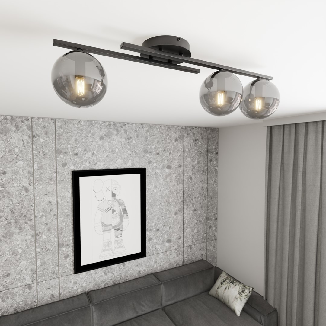 Kairo 74cm Svart/Rökfärgad plafond från Emibig Lighting - Den eleganta designen passar perfekt i alla hem och stilar.