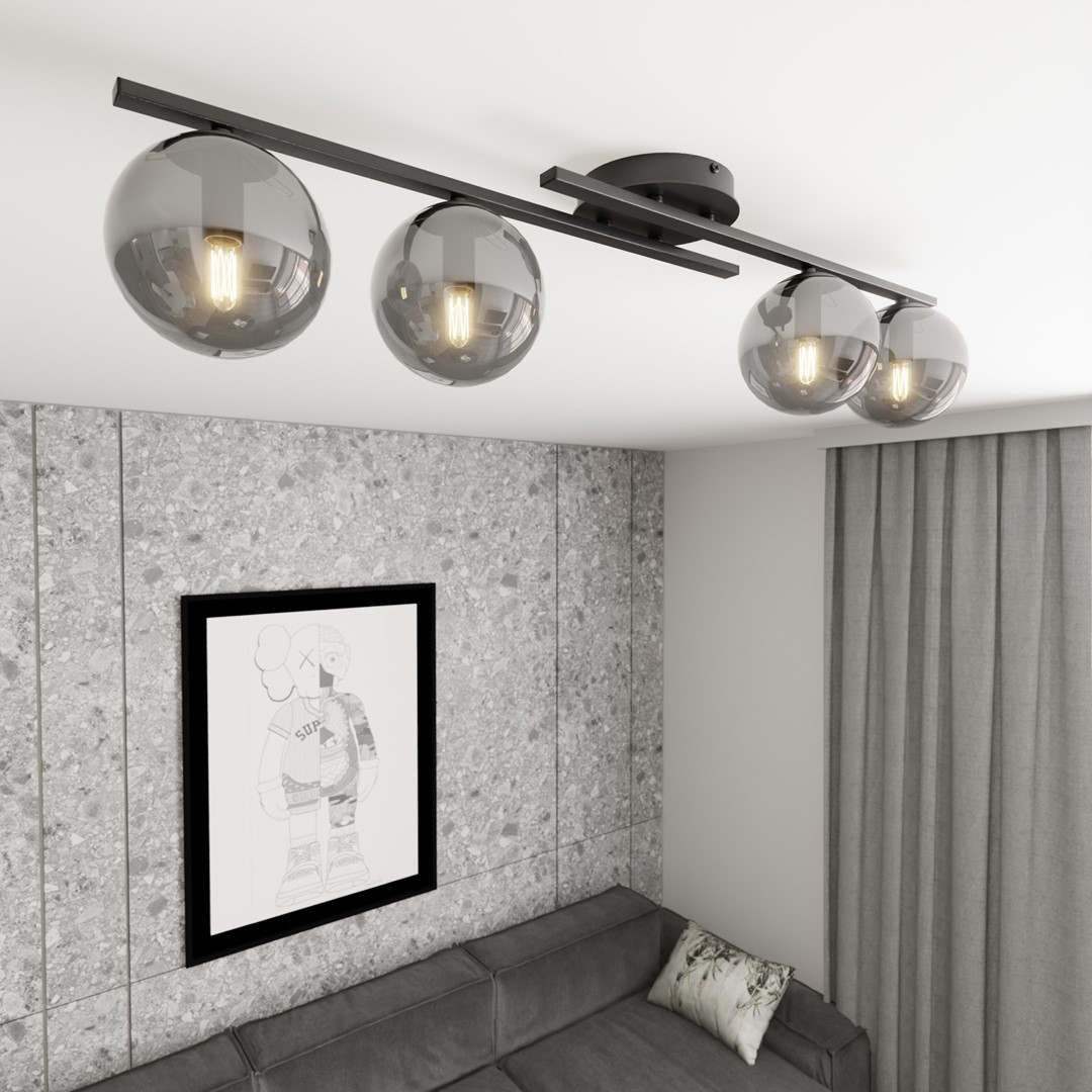 Kairo 87cm Svart/Rökfärgad plafond från Emibig Lighting - Den eleganta designen passar perfekt i alla hem och stilar.