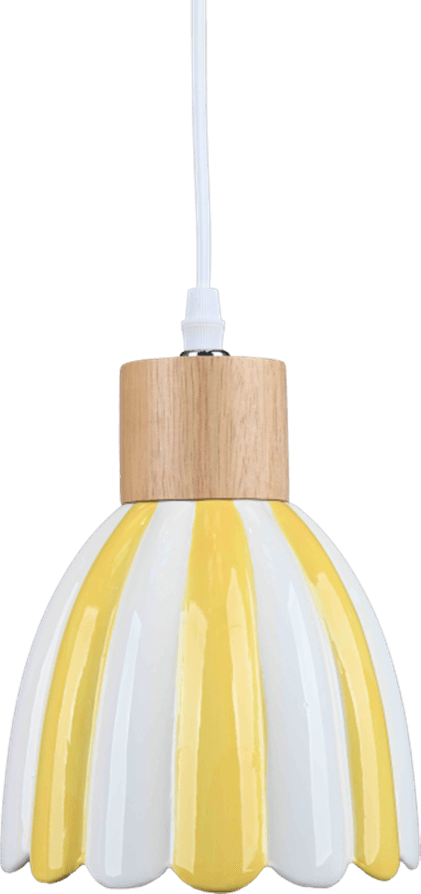 Poppy Ø15 Gul/vit fönsterlampa från Pixie Design - Den randiga sk&auml;rmen i gult och vitt ger lampan ett varmt och harmoniskt uttryck som passar fint i m&aring;nga olika inredningsstilar.
