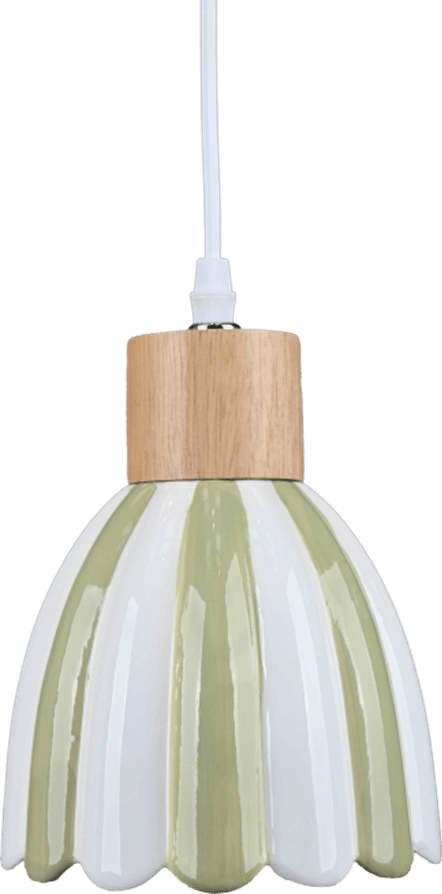Poppy Ø15 Grön/vit fönsterlampa från Pixie Design - Den randiga sk&auml;rmen i gr&ouml;nt och vitt ger lampan ett varmt och harmoniskt uttryck som passar fint i m&aring;nga olika inredningsstilar.