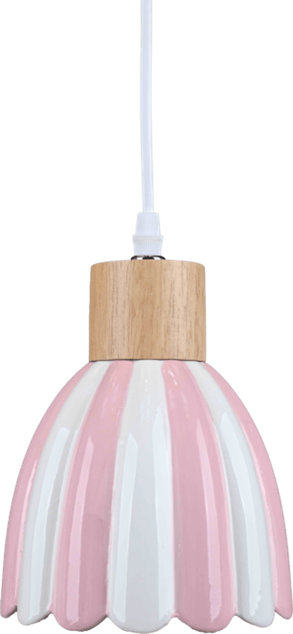 Poppy Ø15 Rosa/vit fönsterlampa från Pixie Design - Den randiga sk&auml;rmen i rosa och vitt ger lampan ett varmt och harmoniskt uttryck som passar fint i m&aring;nga olika inredningsstilar.