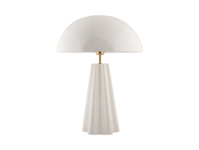 Amplio 55cm Vit bordslampa från Leitmotiv - Den &auml;r tillverkad i metall med en blank vit finish och eleganta m&auml;ssingdetaljer som ger ett sofistikerat uttryck.