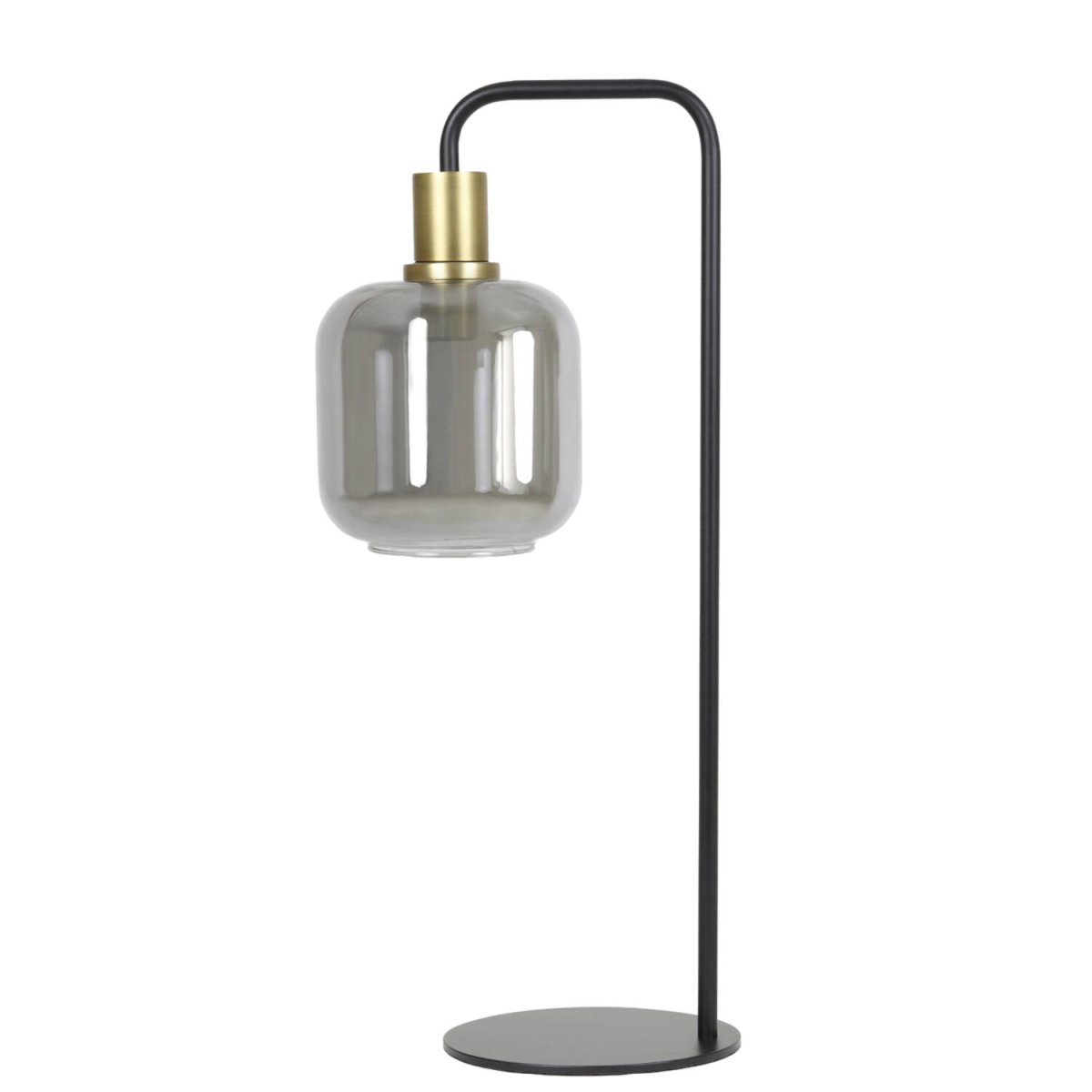 Lekar 58cm Svart bordslampa från Light & Living - Det tonade glaset skapar en mjuk och varm ljusspridning, perfekt f&ouml;r en stilren och elegant inredning.