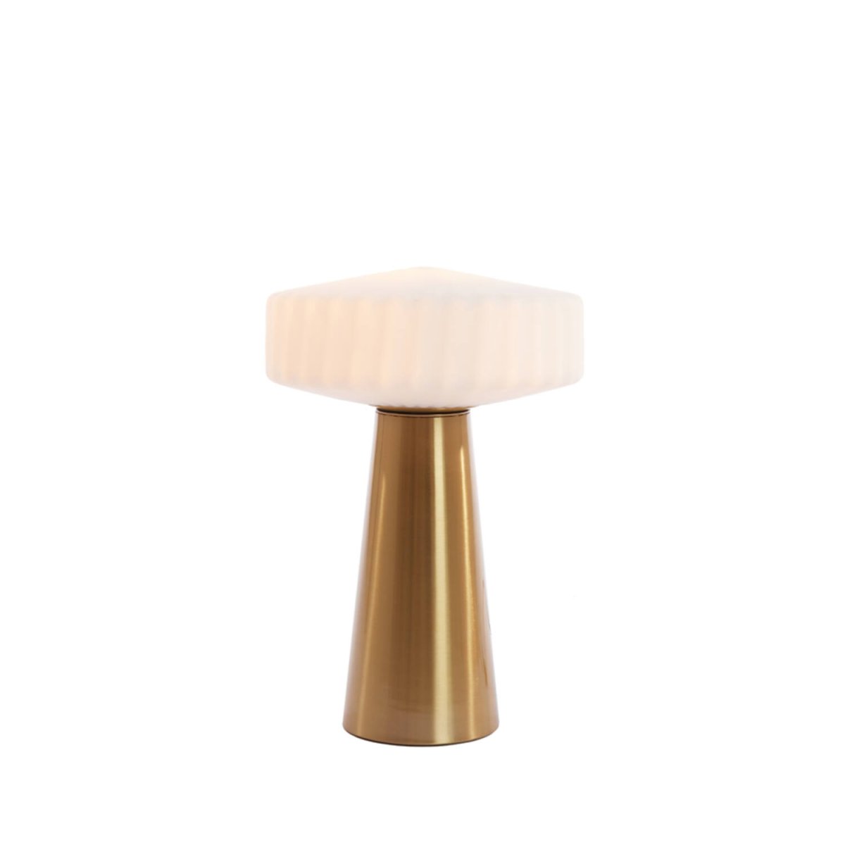 Pleat 45cm Guld/vit bordslampa från Light & Living - Pleat &auml;r en sofistikerad bordslampa med ett dekorativt mattvitt glas och en elegant guldfinish p&aring; foten.