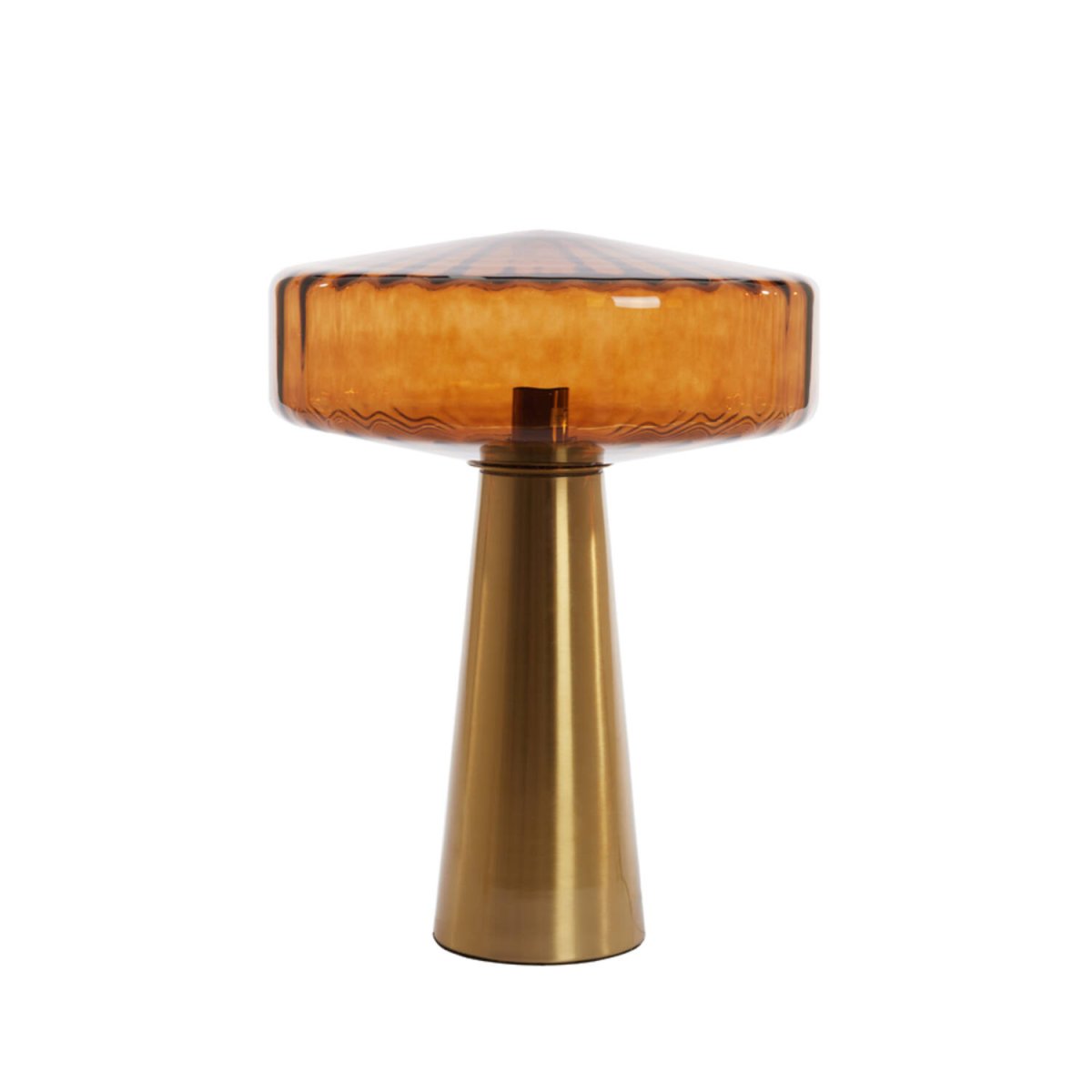 Pleat 53cm Guld/brun bordslampa från Light & Living - Pleat &auml;r en sofistikerad bordslampa med ett dekorativt brunt glas och en elegant guldfinish p&aring; foten.