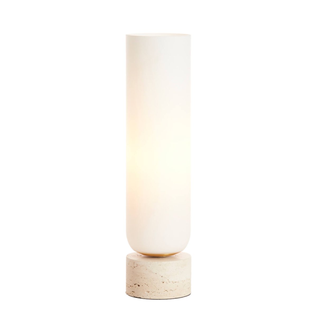 Rylano 47cm Sand bordslampa från Light & Living - Rylano &auml;r en sofistikerad bordslampa med en sandf&auml;rgad stenfot och en stilren sk&auml;rm i vitt glas, vackert inramad av en m&auml;ssingsdetalj.