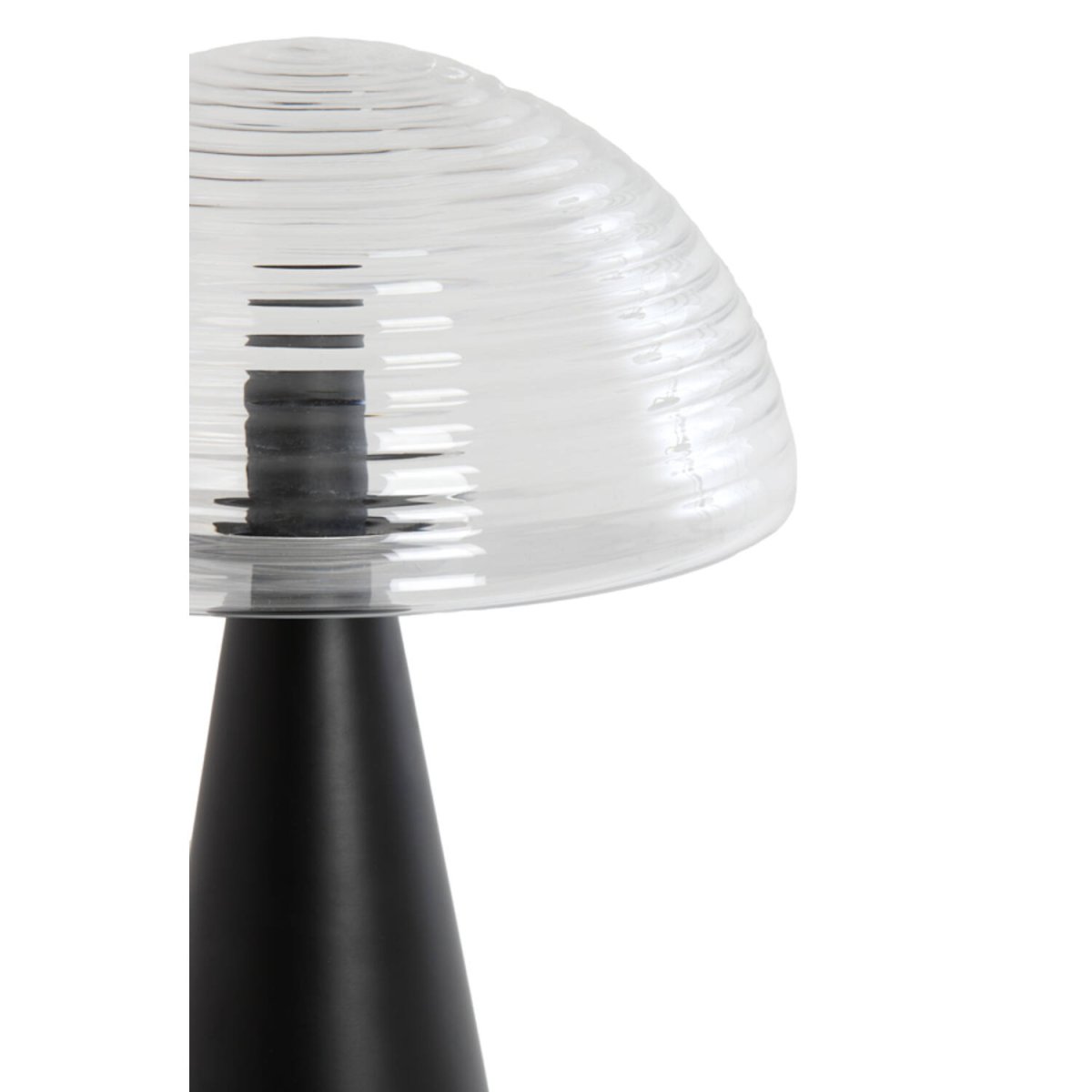 Mueda 43cm Svart bordslampa från Light & Living - Mueda &auml;r en stilfull bordslampa med en dekorativ sk&auml;rm i klart glas och en mattsvart fot.