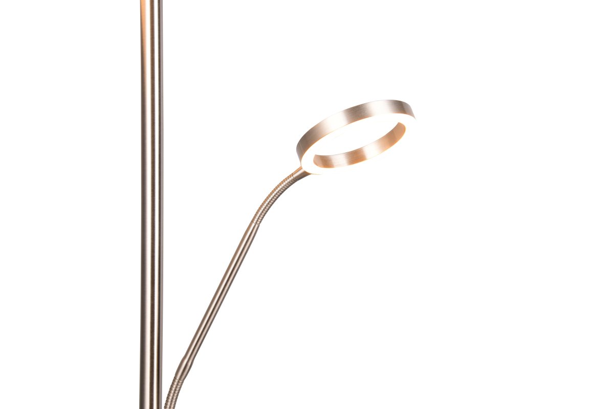 Willis Borstad stål golvlampa från Trio Lighting - B&aring;da ljusk&auml;llorna kan styras separat, och b&aring;de ljusf&auml;rg och ljusstyrka justeras individuellt f&ouml;r optimal komfort.