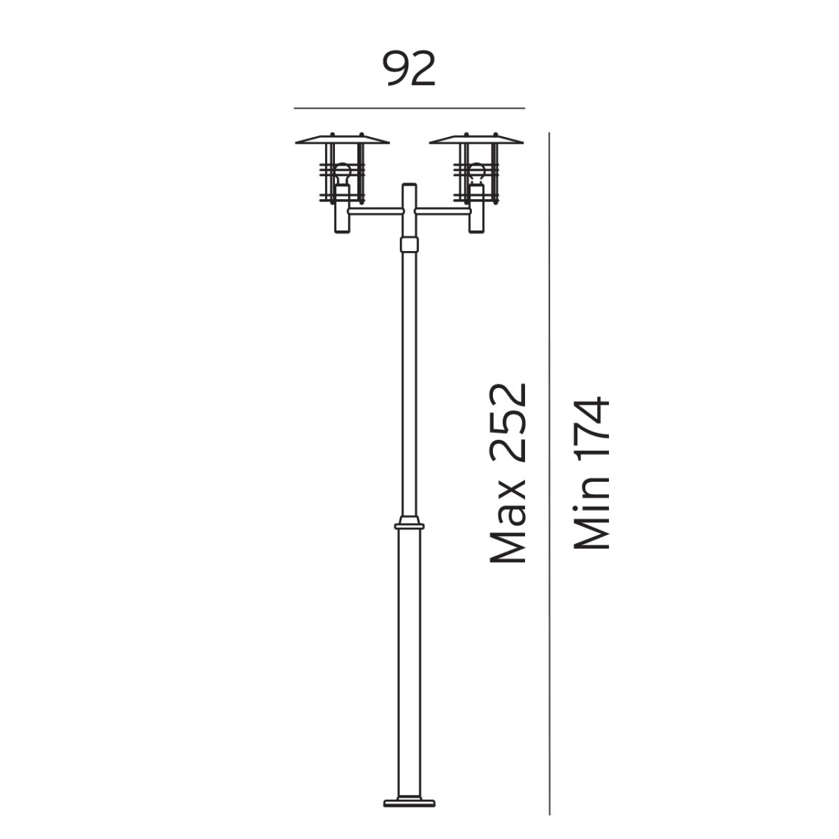 Stockholm Big 252cm Svart stolpe från Norlys - Med sina tv&aring; klara ljuslyktor i PMMA-plast sprider den ett klart och behagligt ljus som lyser upp din utomhusmilj&ouml;.