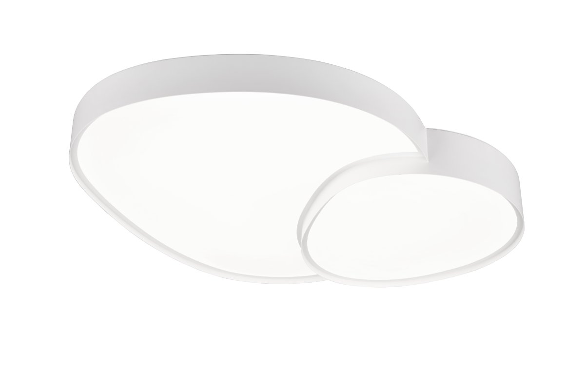 Rise 77cm Vit plafond från Trio Lighting - De tv&aring; belysta ytorna skapar ett stilfullt och kraftfullt uttryck som lyfter b&aring;de vardagsrum och sovrum.