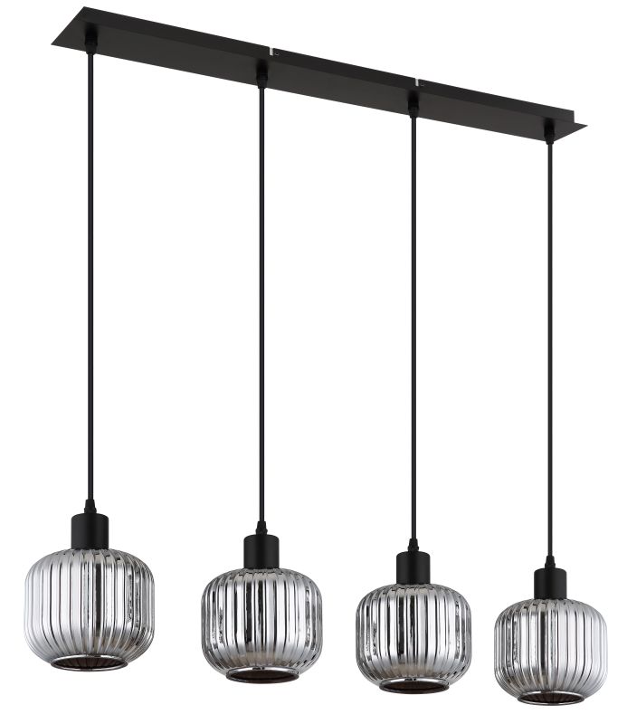 Tom 80cm Rökfärgad taklampa från Globo Lighting - Den mattsvarta metallen ger ett modernt uttryck och passar perfekt in i olika inredningsstilar.
